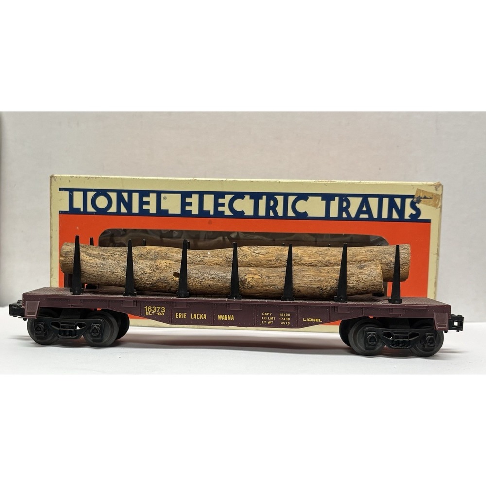 Lionel 6-16373 Erie Lackawanna Flatcar w/ Stakes & Log Load O/O27 Gauge w/ Box